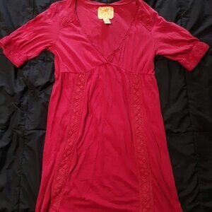 BillaBong pink women's mid-sleeve dress with lace detailing